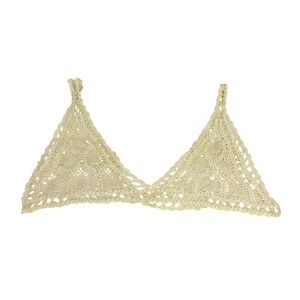 Handmade Crochet Triangle Bralette Top Cream Boho Festival Cottage Indie Fairy
